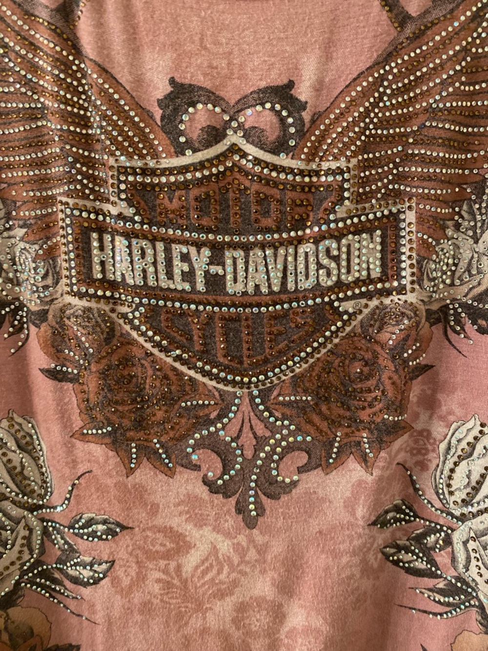 Harley-Davidson Rose Pink Studded Graphic Sleeveless Tank - Picture 4 of 10